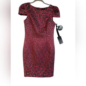 Macy's Vibrant Red Animal Print Mini Dress SZ 4 NWT Holiday Formal
